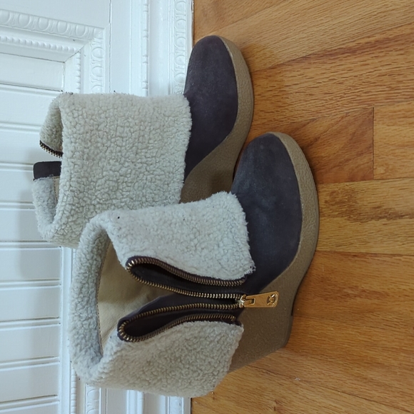 Michael Kors Suede Wedge Booties. Size 6. Worn once. - Picture 1 of 6